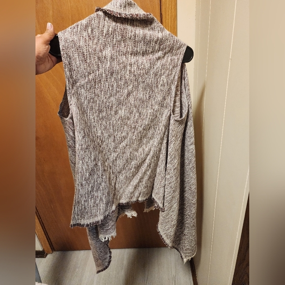 Express Sleeveless Cardigan Women's Poncho Boho One Size Tan/Beige - Picture 5 of 6